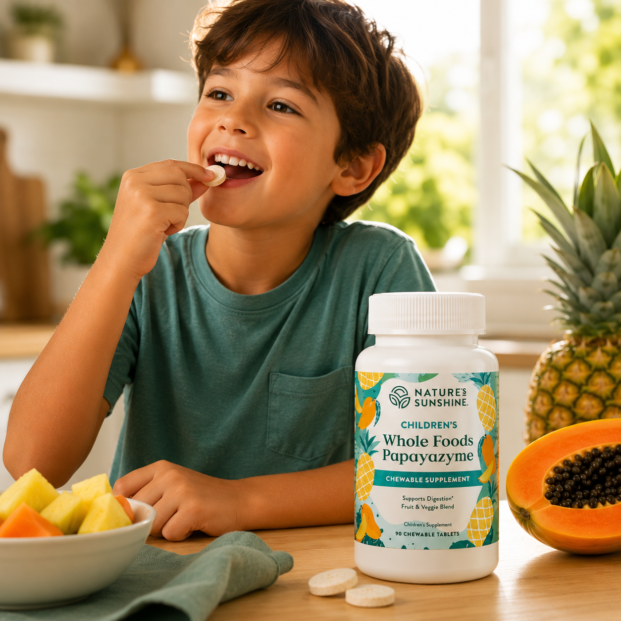 Children’s Whole Food Papayazyme – Kid-Friendly Digestive Support | Nature’s Sunshine
