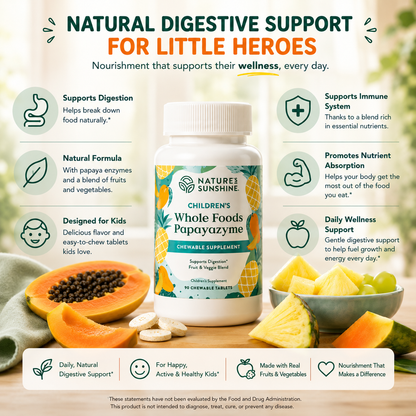 Children’s Whole Food Papayazyme – Kid-Friendly Digestive Support | Nature’s Sunshine