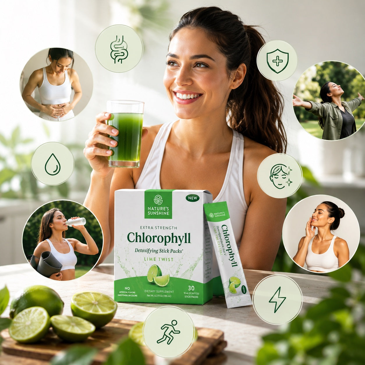 Chlorophyll Stick Packs para Salud Digestiva y Bienestar General