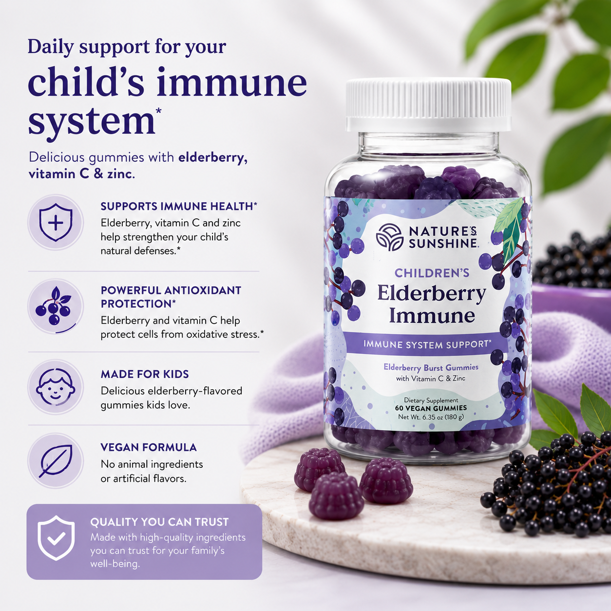 Children’s Elderberry Immune Gummies – Immune Support for Kids | Nature’s Sunshine
